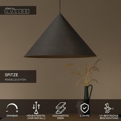 Lucide SPITZE - Pendelleuchten - Ø 60 cm - 1xE27 - Grau | Vibes